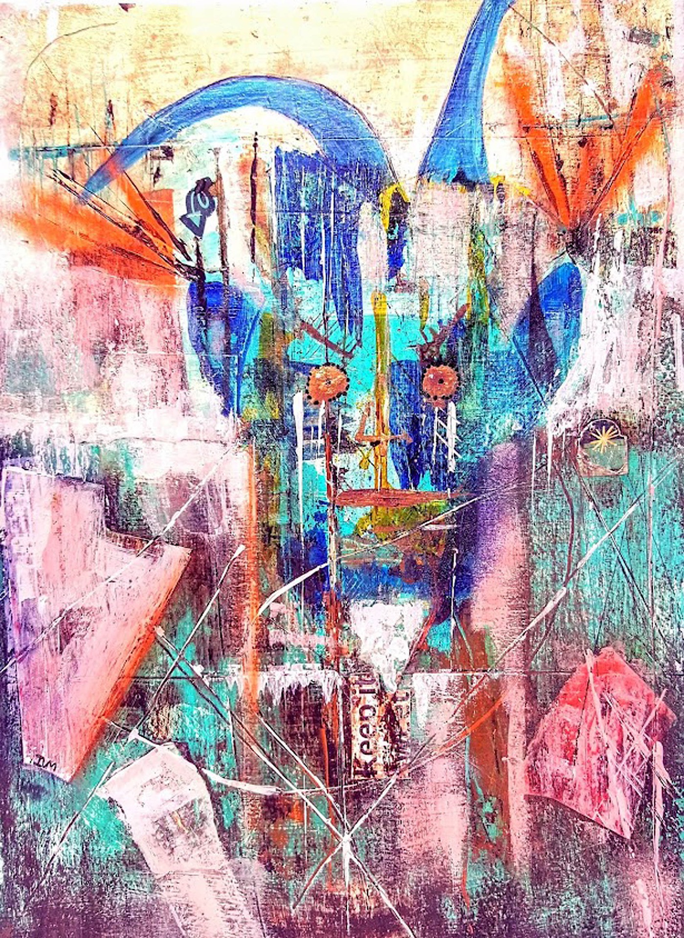 DEER IN THE HEADLIGHTS acrylic on paper 12X9